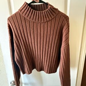 3 clothing items for $20 La Hearts Ribbed Cropped Turtleneck Sweater - Brown